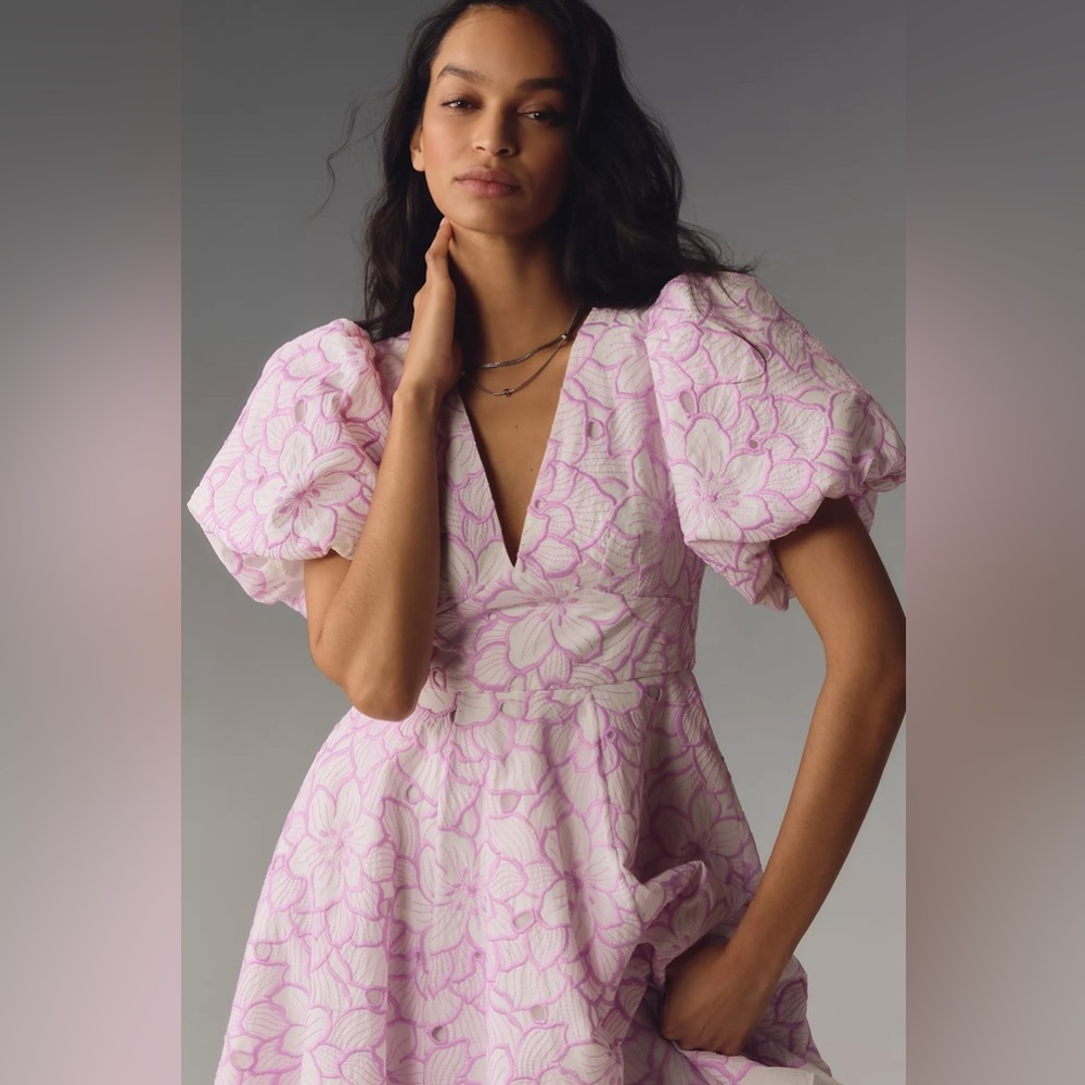 MAC DUGGAL
Puff-Sleeve V-Neck A-Line Knee-Length Dress Anthropologie - Picture 3 of 17